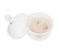 BIUDECO Large round Velour Powder Puff with Dual-sided Flower Ribbon Handle and Glass Case for Face Makeup Setting and Dusting Powder Application