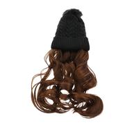 BIUDECO Long Curly Wig Hat One-piece Knitted Pom Beanie for Women Winter Warm Soft Reusable Hair Attached Cap