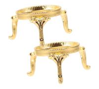 BIUDECO Metal Crystal Ball Display Stand Gold Plated Sphere Holder Desktop Table Centerpiece Metal Sphere Support Base 2pcs Large Triangle Rose Flower Design