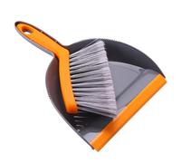 BIUDECO Mini Broom and Dustpan Cleaning Set for Desktop, Compact Plastic Mini Cleaner with Dustpan Brush, Portable Home and Office Cleaning Tools in Gray and Orange