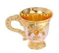 BIUDECO Mini Vintage Metal Wine Goblets White Liquor Shot Glasses Gold Embossed Rhythmic Pattern for Home Bar and Ceremonial Use