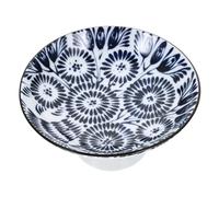 BIUDECO Modern Footed Ceramic Fruit Serving Plate Small Blue and White Porcelain Tray for Desserts Snacks and Salad Display Multi Use Centerpiece Bowl for Parties and Daily Use
