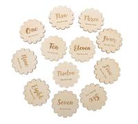 BIUDECO Monthly Milestone Wooden Signs Set Engraved Birth Announcement Discs for Newborn Photo Props Age Milestone Keepsakes for Memorable Growth Moments