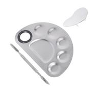 BIUDECO Multipurpose Stainless Steel Makeup Color Palettes Set with Mixing Stick for Nail Art and Liquid Foundation Non-slip Design Manicure Color Display Boards Beauty Palette Kit for