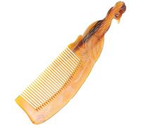 BIUDECO Natural Ox Horn Hair Comb with Peacock Design Fine Tooth Static Styling Tool Comfortable Grip for Detangling Long Thick Hair Massage Supply for Men and Women