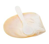 BIUDECO Natural Shell Caviar Dish with Spoon Decorative Sauce Holder for Hotel Kitchen and Home Smooth Rounded Rim Space-Saving Photo Prop and Elegant Table Ornament Random Color