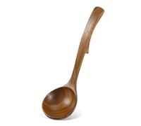 BIUDECO Natural Wood Serving Spoon with Long Handle Smooth Finish Wooden Ladle for Stirring Cooking Serving Soups Stews and More Comfortable Grip Kitchen Utensil for Home Use Medium