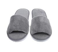 BIUDECO Non-Slip Closed Toe Hotel Slippers for Guests, 29cm Grey Coral Fleece Travel Slippers, 7mm Thick Indoor House Shoes for Spa, Home, and Winter Use