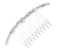 BIUDECO Oblong Rhinestone Hair Comb Silver Alloy Metal Hair Accessory Creative Delicate Style for Parties and Engagements