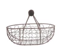 BIUDECO Oval Shaped Iron Snack Basket with Handle Large French Fries and Bread Serving Tray Wire Basket for Fruits Fast Food and Candy Storage in Kitchen