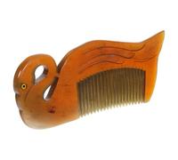 BIUDECO Ox Horn Hair Comb Double-sided Carved Swan Shape for Hair Smoothing and Detangling, Anti-static Styling Comb with Fine Craftsmanship, for Trip and Home Use