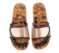 BIUDECO Pebble Foot Massager Slippers for Men and Women, Reflexology Massage Sandals Size 41-42, Brown Indoor Feet Massage Tool for Home and Office, Acupressure Footcare for Elderly