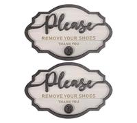 BIUDECO Please Remove Your Shoes Sign Rustic and Modern Style 2pcs Wooden Plaque White Colour Easy Installation Etiquette Reminder for Entryways and Office Spaces Home Décor