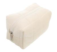 BIUDECO Portable Beige Makeup Bag with Pillow Shape Large Capacity Pencil Organizer for Students and Travel Soft Protective Cosmetic Case with Zipper Versatile Carrying Pouch for Office