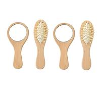 BIUDECO Portable Wooden Hair Brush Mirror Comb Set 4pcs Travel Mini Handheld Vanity Mirror Makeup Kit for Women and Girls