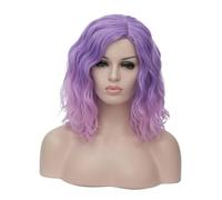 BIUDECO Purple Pink Gradient Wig for Women Cosplay Hair Accessories Short Curly Wig Style for Cosplay Events and Everyday Wear