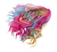 BIUDECO Rainbow Colored Short Wavy Curly Mermaid Wig Lightweight Synthetic Hairpiece for Halloween Cosplay Party Women