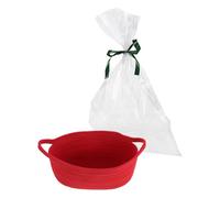 BIUDECO Red Woven Cotton Rope Storage Basket with Ribbon and Bag, Lightweight and Portable Basket for Shower Or First Birthday, for Organisation at Home