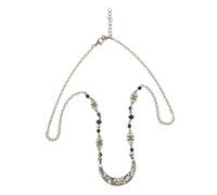 BIUDECO Retro Boho Moon Head Chain Jewelry Vintage Crescent Circlet Headpiece Black Crystal for Women Festival Wedding Hair Accessory