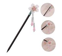 BIUDECO Retro Wooden Flower Hairpin Tassel Hair Stick for Women Elegant Chinese Hair Styling Accessory with Delicate Beads Vintage Floral Design for Wedding and Daily Wear