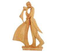 BIUDECO Romantic Wooden Couple Statue Kissing Figurine Desktop Ornament for Valentine's Day Wedding Anniversary Party Decoration with Stable Flat Base Romantic Home and Office Decor