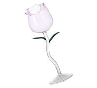 BIUDECO Rose Design Crystal Wine Glass Goblet Pink Stemmed Glassware for Wedding Birthday, Decorative Floral Red Wine Glass Suitable for Entertaining and Special Occasions