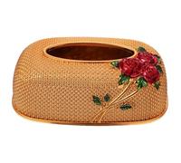 BIUDECO Rose Pattern Tissue Box Cover Large Capacity Paper Holder Napkin Storage Case for Living Bedroom Office Elegant Vintage Baroque Style with Hard Shell Easy Access Tissue Organizer