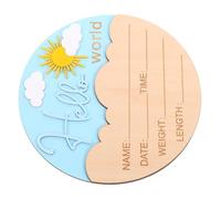 BIUDECO Round Wooden Newborn Announcement Sign with Smooth Edges Durable Name Plaque for Shower Photo Prop Gender Neutral Welcome Board for Nursery and Birth Memory Keepsake
