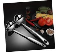 BIUDECO Rust Filter Spoon with Dual Sided Design for Oil Separation and Soup Serving Practical Stainless Steel Ladle with Drip Nozzle for Healthy Cooking and Hot Pot Use Medium Silver