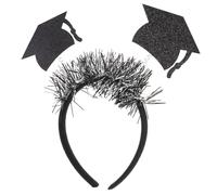 BIUDECO Silver Graduation Cap Headband with Black and Gold Star Party Headdress for Adults Hair Decoration for Graduation Ceremony and Baccalaureate Gown Accessory