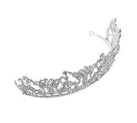 BIUDECO Silver Plated Bridal Tiara with Rhinestones Elegant Wedding Hair Crown for Brides and Bridal Showers Handmade Secure Fit Hair Accessory for Prom and Special Occasions