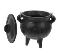 BIUDECO Small Witch Cauldron Pot for Altar Rituals and Halloween Decor Sturdy Cast Iron Offering Pot with Three-phase Moon Design Authentic Witchcraft Ornament and Trick Treat Prop for