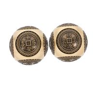 BIUDECO Solid Brass Hand Exercise Balls 2pcs for Meditation and Fitness with Relief Design Non-chiming Handball Massager for Gym and Home Use