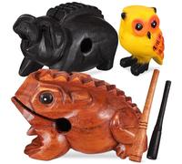 BIUDECO Sound Animals Ornaments Set Wooden Music Blocks Toad Pig Owl Decorative Percussion Toys for Boys and Girls