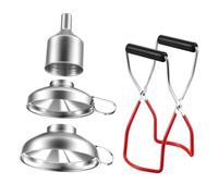 BIUDECO Stainless Steel Canning Funnel with Lifter Clamp Wide Mouth Kitchen Funnels for Oil Wine Jam Transfer Washable and Reusable for Bottles and Jars