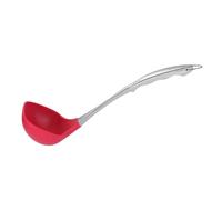 BIUDECO Stainless Steel Handle Silicone Soup Ladle Gadget Non-Scratch Mixing Serving Spoon with Long Handle and Hook for Cooking and Serving