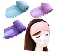 BIUDECO Sticky Bathing Headband Hair Hoops 3pcs Face Washing Headwrap Sweat Absorbent Shower Hair Band for Women Makeup Spa Yoga White Grey Pink