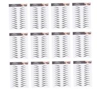 BIUDECO Temporary Brow 12 Sheets False Eyebrows Cosmetics Waterproof Paper Stickers for People with Light Or Sparse Brows Novice Friendly Makeup Accessory