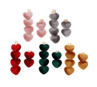 BIUDECO Velvet Heart Hair Clips 5 Pairs Bangs Hairpins Hair Barrettes Set Mixed Style for Daily and Wedding Use