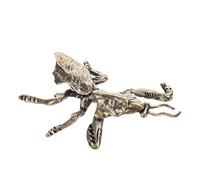 BIUDECO Vintage Brass Praying Mantis Figurine Miniature Solid Brass Insect Sculpture for Feng Shui Decor Desktop Animal Statue with Retro Oxidized Finish Stable Collectible Gift for Home