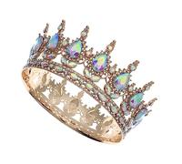 BIUDECO Vintage Bridal Tiara Crown with Ab Crystal Rhinestones Elegant Wedding Hair Accessory for Brides and Bridesmaids Chic Decorative Headdress for Birthday Prom and Photography