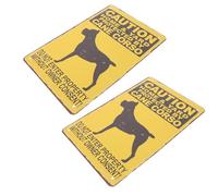 BIUDECO Vintage Dog Warning Signs, Sturdy Iron Metal Signs Pre-Punched Mounting Holes, Yellow, for Garden and Outdoor Areas