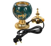 BIUDECO Vintage Electric Incense Burner Ceramic Plug in Safer Than Normal Burner Green Iron Table Centerpiece for Living Room Decoration