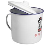 BIUDECO Vintage Enamel Water Mug with Anti-Scald Handle Retro Chinese Style Tea Cup for Home and Office Drinking Fall-Resistant Smooth Edges Practical and Comfortable Design