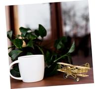 BIUDECO Vintage Iron Airplane Model Wrought Metal Biplane Aircraft Ornament for Adults Detailed Precision Fighter Plane Decor for Office Desk and Home Shelf Display Metal Craftsmanship