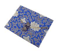 BIUDECO Vintage Rectangular Brocade Scriptures Storage Pouch Zipper, Small Decorative Cloth Bag for Buddhist Supplies and Jewelry, Travel-friendly Bible Wrapping Pouch in Royal Blue