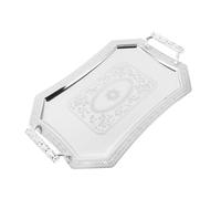 BIUDECO Vintage Silver Serving Platters with Handles, Easy to Clean Unbreakable and Stainless Steel Tray for Banquets, Festivals, Fruit Serving Dish, Elegant Serveware