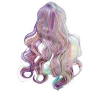 BIUDECO Women’s Rainbow Gradient Synthetic Party Wig, Curly Shoulder-Length Bob Wig with Bangs for Cosplay and Halloween Hair Accessories
