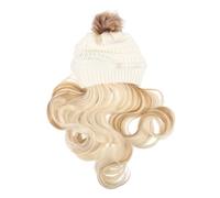 BIUDECO Women’s Removable Beanie Hat with Long Wavy Hair Wig Made from High Temperature Silk and Wool for Winter Head Warmers and Casual Wear