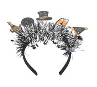 BIUDECO Year Headband Glitter Tinsel Clock Hat Sequins Hairband for Christmas Party Holiday Bopper Festive Tiara for Year's Eve Celebration Accessories